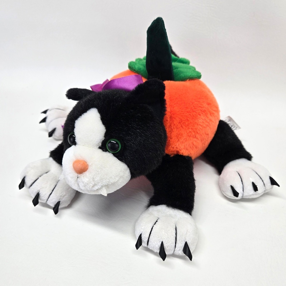 Fiesta Halloween Mad Cat Plush Pumpkin Spooky Cat Sound Vibrating Toy 10 inch